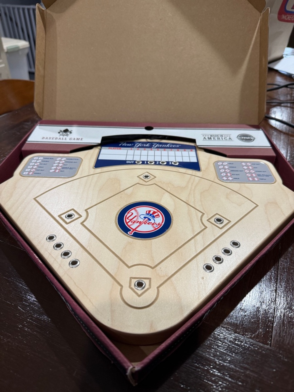 New York Yankees Wood Baseball Board Game - Beige and Navy